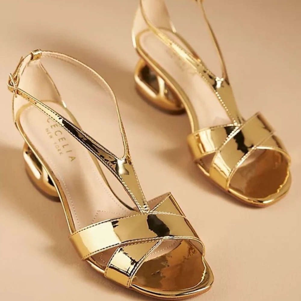 Anthropology gold Metallic Slingback Sandals - Cecelia New York